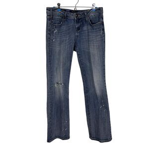 Vigoss The Ritz Bootcut Ripped Jeans Women's 13/14 Distressed Splatter Inseam 32